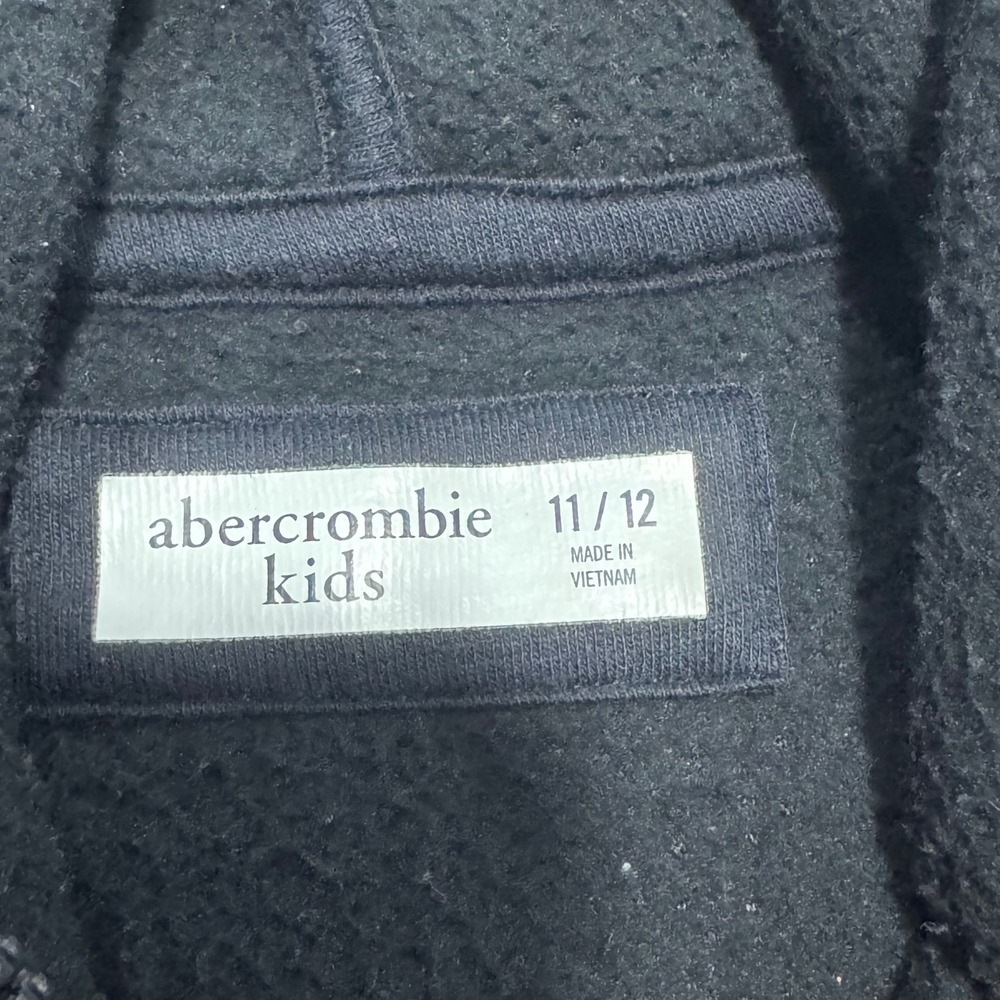 Abercrombie & Fitch Kids 11/12 Deep Pile 1/4 Zip Hoodie Black Sherpa Fleece - Picture 4 of 6